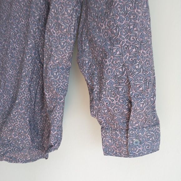 VTG Gitano Button Up Shirt Mens XL Purple Floral Casual Preppy Long Sleev Cotton - Picture 6 of 9